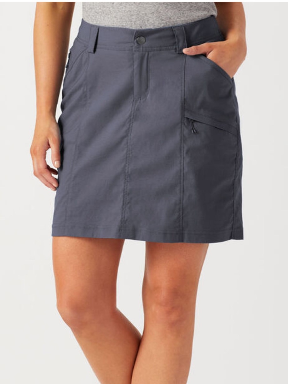 Duluth trading company dry on the fly grey/blue skirt size 6